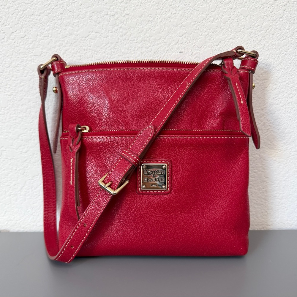 Dooney and Bourke Red Leather Carrier Shoulder Bag